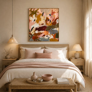 Blush Meadow Abstract Wall Art styled interior scene 2 | OILDECO