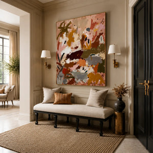 Blush Meadow Abstract Wall Art styled interior scene 5 | OILDECO