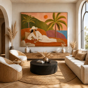 Tropical Reverie Figure Wall Art styled interior scene 1 | OILDECO