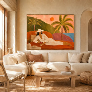 Tropical Reverie Figure Wall Art styled interior scene 2 | OILDECO