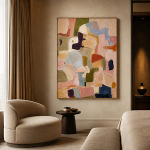 Pastel Mosaic Abstract Wall Art styled interior scene 4 | OILDECO