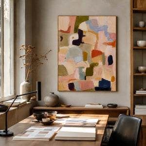 Pastel Mosaic Abstract Wall Art styled interior scene 5 | OILDECO