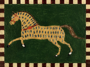 Checkered Horse Folk Wall Art artwork view | OILDECO