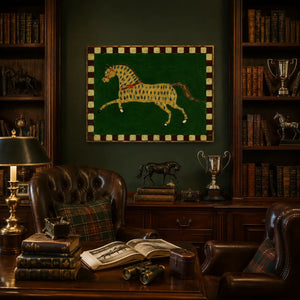 Checkered Horse Folk Wall Art styled interior scene 5 | OILDECO