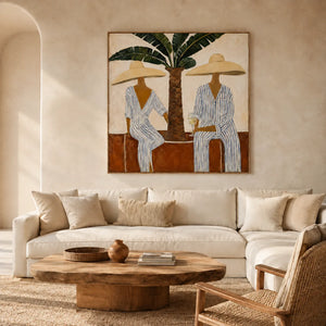 Palm Shade Duet Figure Wall Art styled interior scene 1 | OILDECO