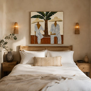 Palm Shade Duet Figure Wall Art styled interior scene 2 | OILDECO