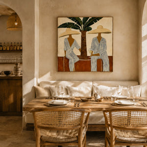 Palm Shade Duet Figure Wall Art styled interior scene 3 | OILDECO