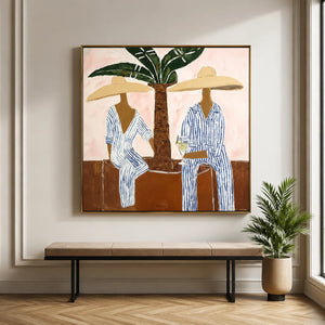Palm Shade Duet Figure Wall Art styled interior scene 4 | OILDECO