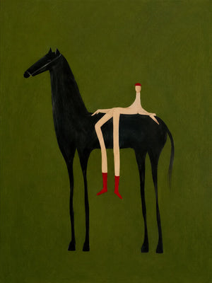 Olive Rider Horse Wall Art artwork view | OILDECO