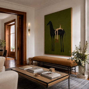 Olive Rider Horse Wall Art styled interior scene 2 | OILDECO