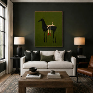 Olive Rider Horse Wall Art styled interior scene 3 | OILDECO