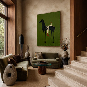 Olive Rider Horse Wall Art styled interior scene 5 | OILDECO