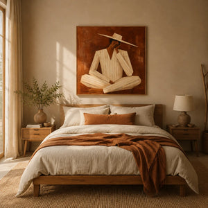 Quiet Fedora Figure Wall Art styled interior scene 1 | OILDECO