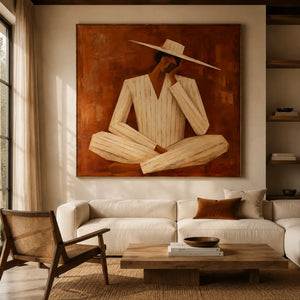 Quiet Fedora Figure Wall Art styled interior scene 2 | OILDECO