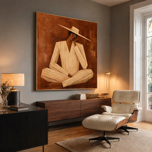 Quiet Fedora Figure Wall Art styled interior scene 3 | OILDECO