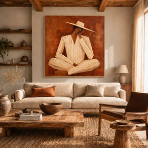 Quiet Fedora Figure Wall Art styled interior scene 4 | OILDECO