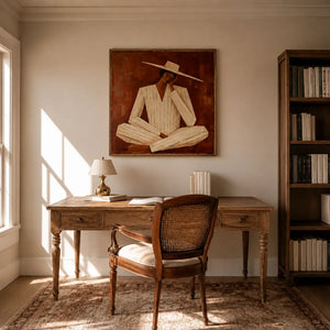 Quiet Fedora Figure Wall Art styled interior scene 5 | OILDECO