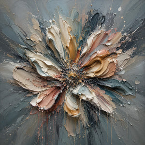 Original artwork view of Silver Petal Floral Wall Art | Oildeco