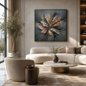 Silver Petal Floral Wall Art displayed in a collected studio setting | Oildeco
