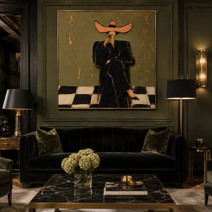 Coral Hat Figure Wall Art styled interior scene 1 | OILDECO