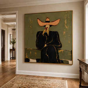 Coral Hat Figure Wall Art styled interior scene 2 | OILDECO