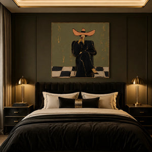 Coral Hat Figure Wall Art styled interior scene 3 | OILDECO