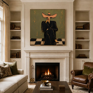 Coral Hat Figure Wall Art styled interior scene 4 | OILDECO