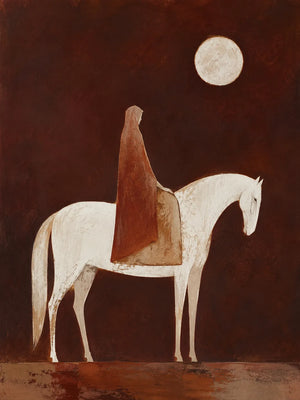Moonlit White Horse Wall Art artwork view | OILDECO