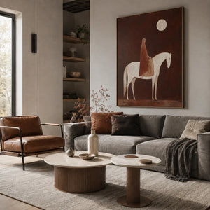 Moonlit White Horse Wall Art styled interior scene 1 | OILDECO