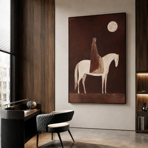 Moonlit White Horse Wall Art styled interior scene 2 | OILDECO