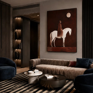 Moonlit White Horse Wall Art styled interior scene 3 | OILDECO