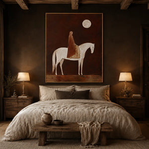 Moonlit White Horse Wall Art styled interior scene 4 | OILDECO