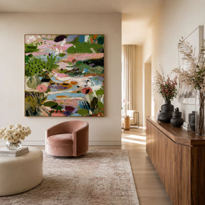 Meadow Patch Abstract Wall Art styled interior scene 4 | OILDECO