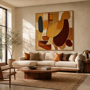 Earthen Forms Abstract Wall Art styled interior scene 1 | OILDECO