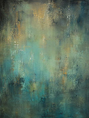 Aqua Patina Abstract Wall Art artwork view | OILDECO