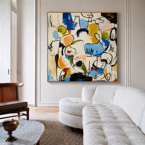 Confetti Line Abstract Wall Art styled interior scene 1 | OILDECO