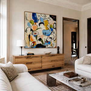 Confetti Line Abstract Wall Art styled interior scene 2 | OILDECO