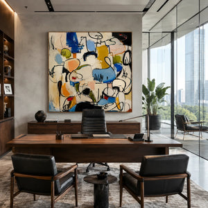 Confetti Line Abstract Wall Art styled interior scene 3 | OILDECO