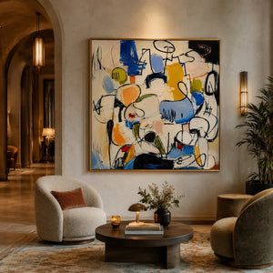 Confetti Line Abstract Wall Art styled interior scene 4 | OILDECO