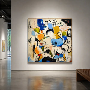 Confetti Line Abstract Wall Art styled interior scene 5 | OILDECO