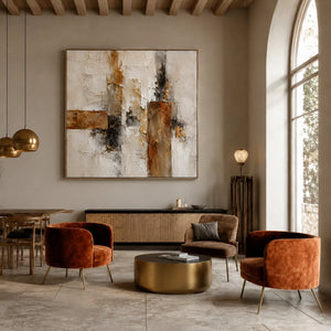 Gilded Structure Abstract Wall Art styled interior scene 1 | OILDECO