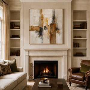 Gilded Structure Abstract Wall Art styled interior scene 6 | OILDECO
