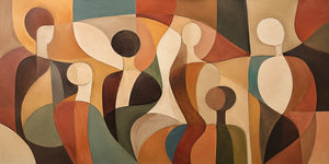 Gathered Figures Panoramic Wall Art artwork view | OILDECO