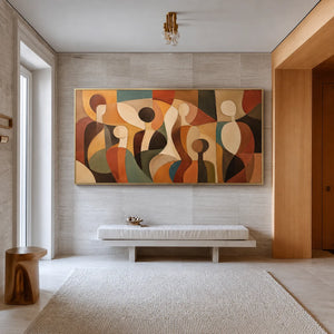 Gathered Figures Panoramic Wall Art styled interior scene 2 | OILDECO
