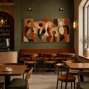 Gathered Figures Panoramic Wall Art styled interior scene 5 | OILDECO
