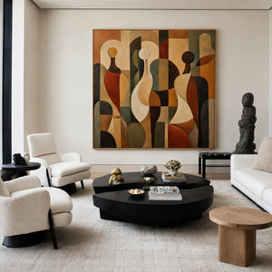Earthbound Figures Abstract Wall Art styled interior scene 2 | OILDECO
