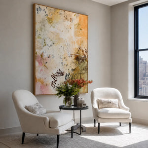 Blush Scatter Abstract Wall Art styled interior scene 1 | OILDECO