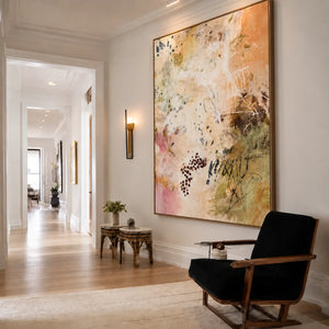 Blush Scatter Abstract Wall Art styled interior scene 3 | OILDECO