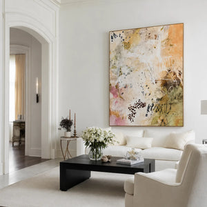 Blush Scatter Abstract Wall Art styled interior scene 5 | OILDECO