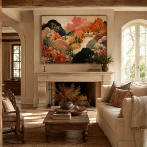 Autumn Canopy Landscape Wall Art styled interior scene 1 | OILDECO